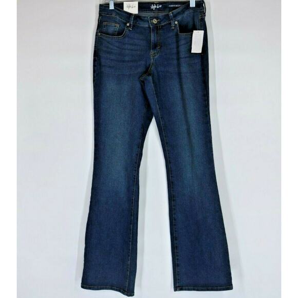 NWT Style & Co Dark Wash Blue Denim Curvy-Fit Boot Cut Jeans Women's Size 4 - Picture 1 of 6